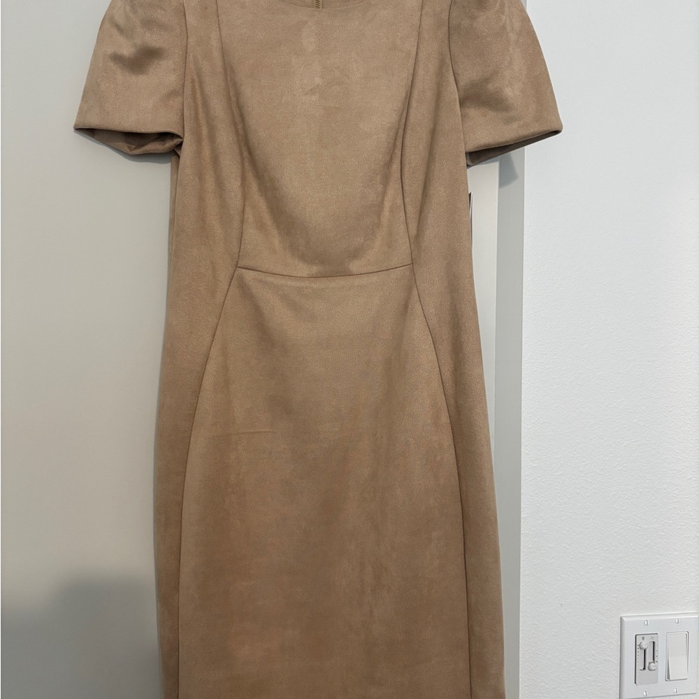 Calvin Klein Faux Suede Tulip Sheath Dress - Picture 2 of 5